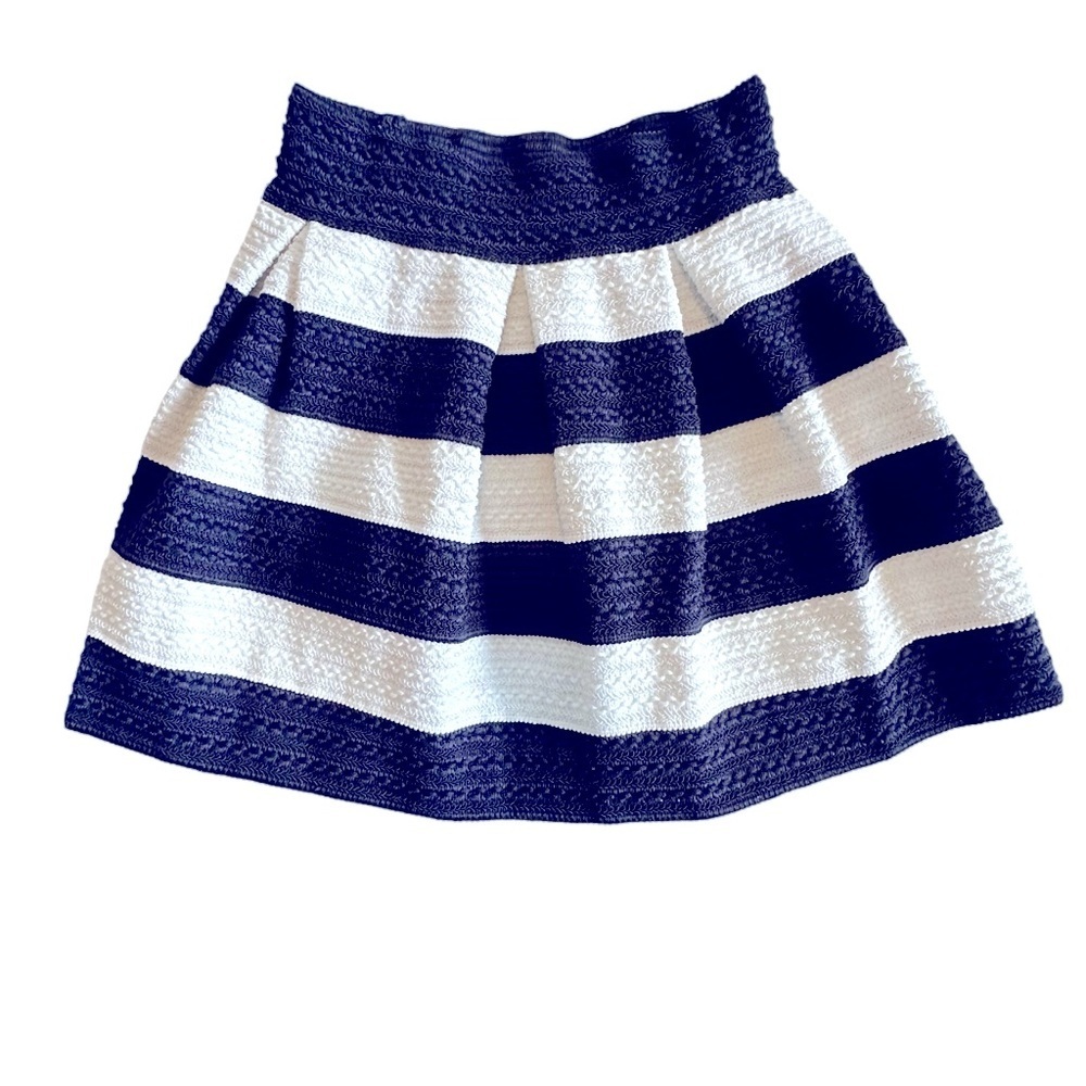 Daily Special Navy White Striped Mini Balloon Skirt sz S